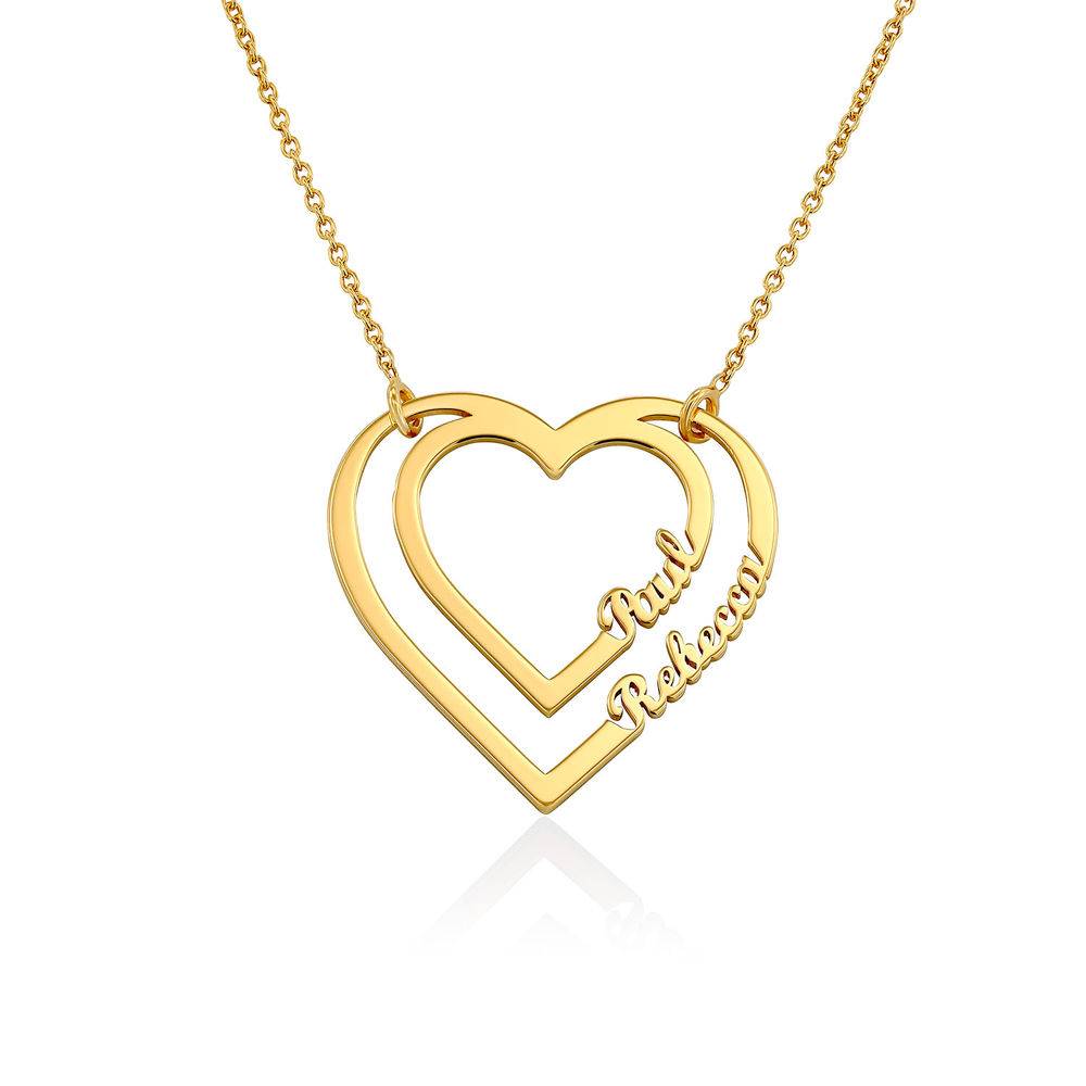Personalized Heart Necklace with Two Names in Gold Vermeil-4 product photo