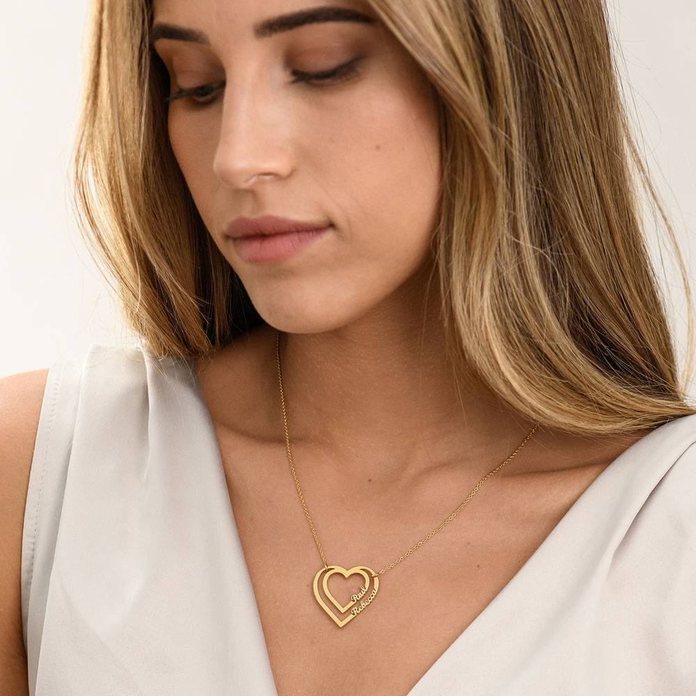 Personalized Heart Necklace with Two Names in Gold Vermeil-1 product photo