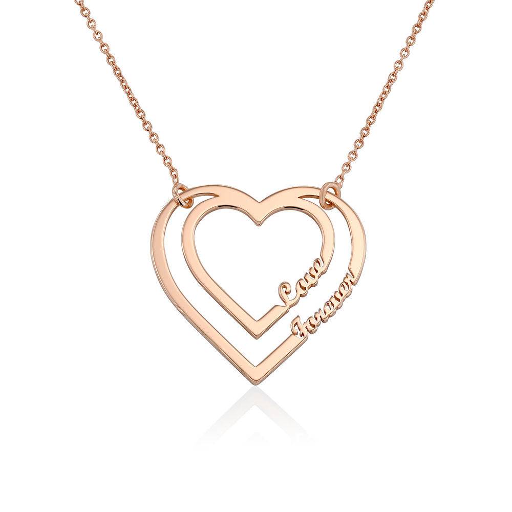Personalized Heart Necklace with Two Names in Rose Gold Plating-1 product photo