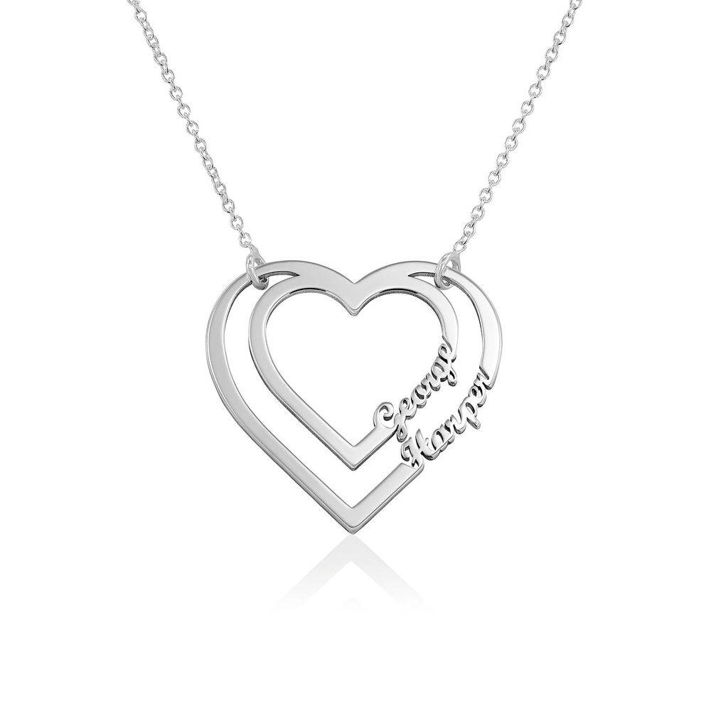 Personalized Heart Necklace with Two Names in Sterling Silver-1 product photo