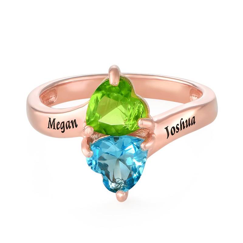 Personalized Heart Shaped Birthstone Ring in Rose Gold Plating-1 product photo