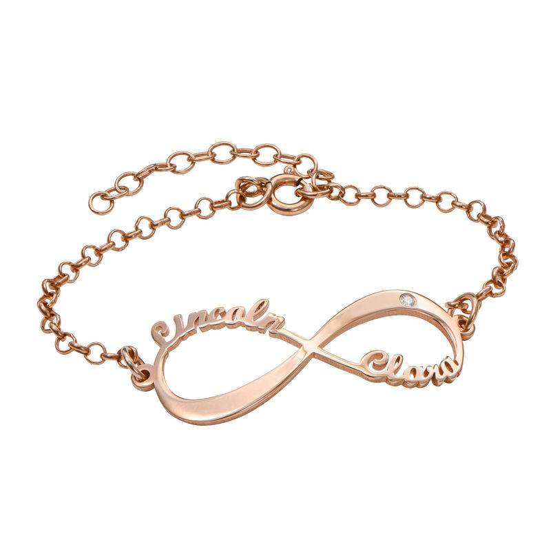 Personalized Infinity Bracelet in Rose Gold Plating with Diamond-1 product photo