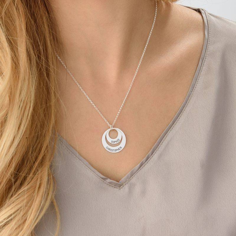 Moms Personalized Disc Necklace in Sterling Silver-6 product photo
