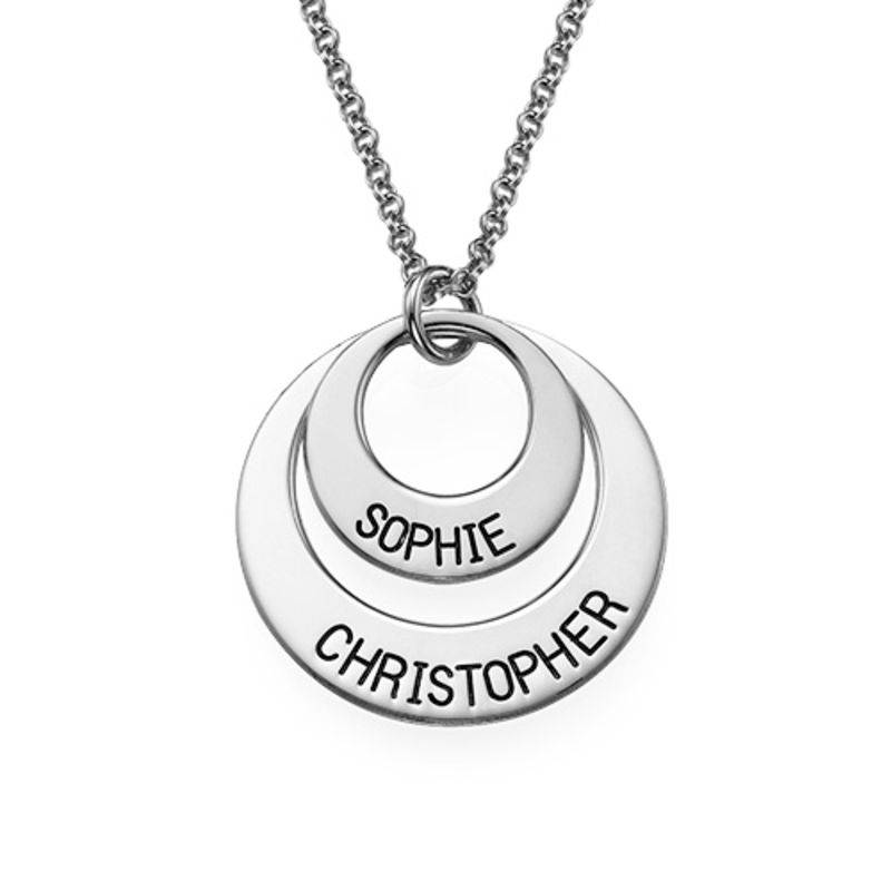 Moms Personalized Disc Necklace in Sterling Silver-1 product photo