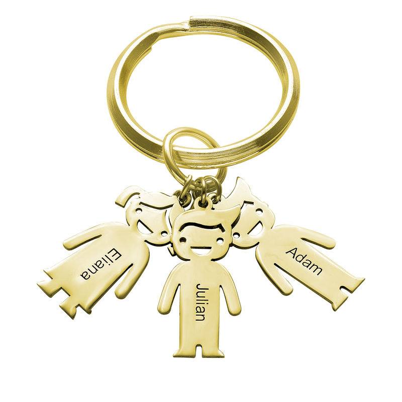 Personalized Keychain with Children Charms in Gold Plating-1 product photo
