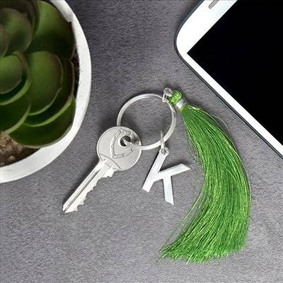 Personalized Keychain with Initial and Tassel-3 product photo