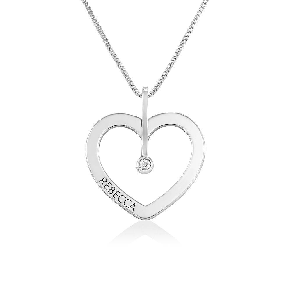 Personalized Love Necklace with Diamond in Sterling Silver-2 product photo