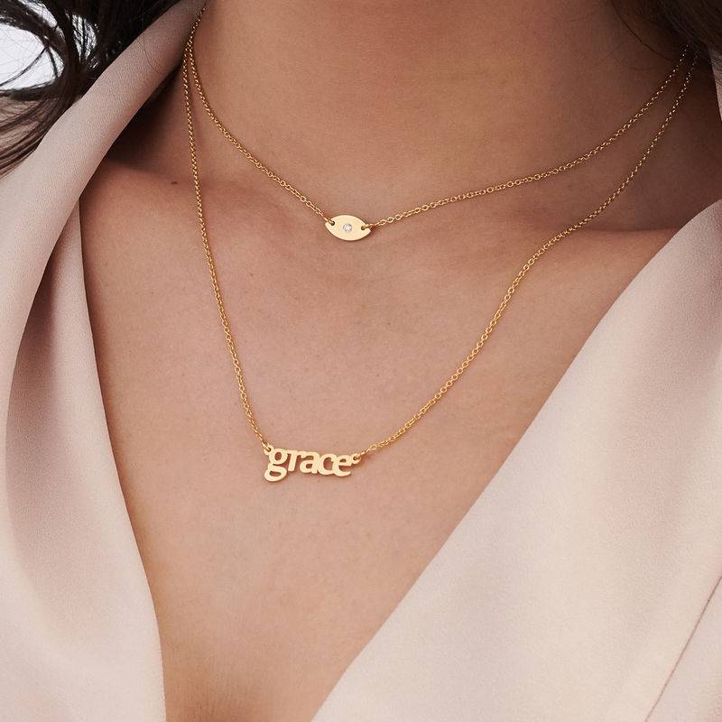 Personalized Name Necklace and Evil Eye Necklace Set in Gold Plating product photo