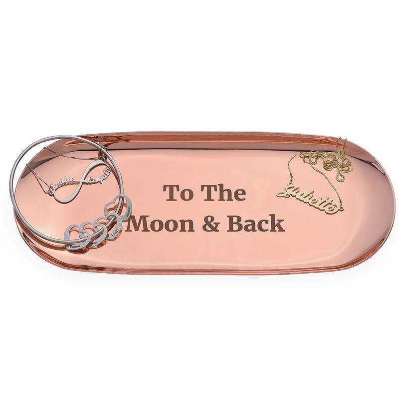 Personalized Oval Jewelry Tray in Rose Gold Color product photo