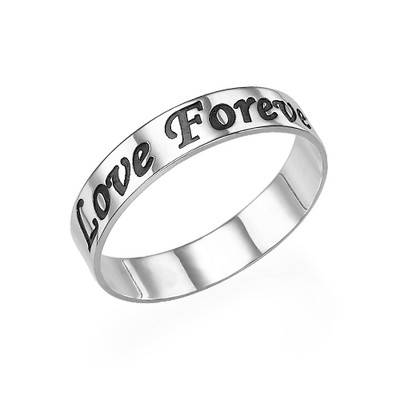Promise Ring - Rounded Polished Script Sterling Silver Engraved Ring product photo
