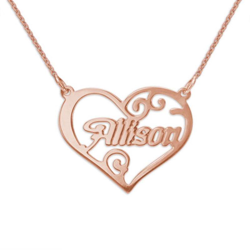 Personalized Rose Gold Plated Heart Name Necklace-1 product photo