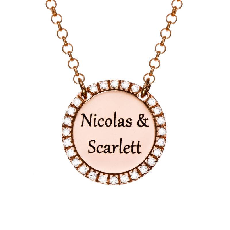 Personalized Round Cubic Zirconia Necklace in Rose gold Plating-1 product photo
