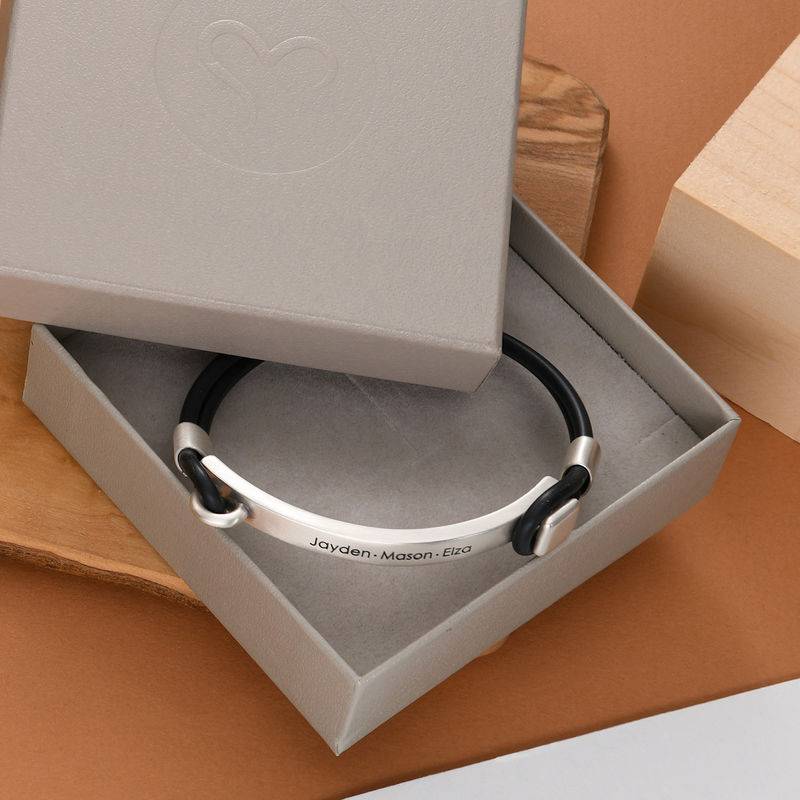 Personalized Rubber Bracelet with Engravable Bar in Silver product photo