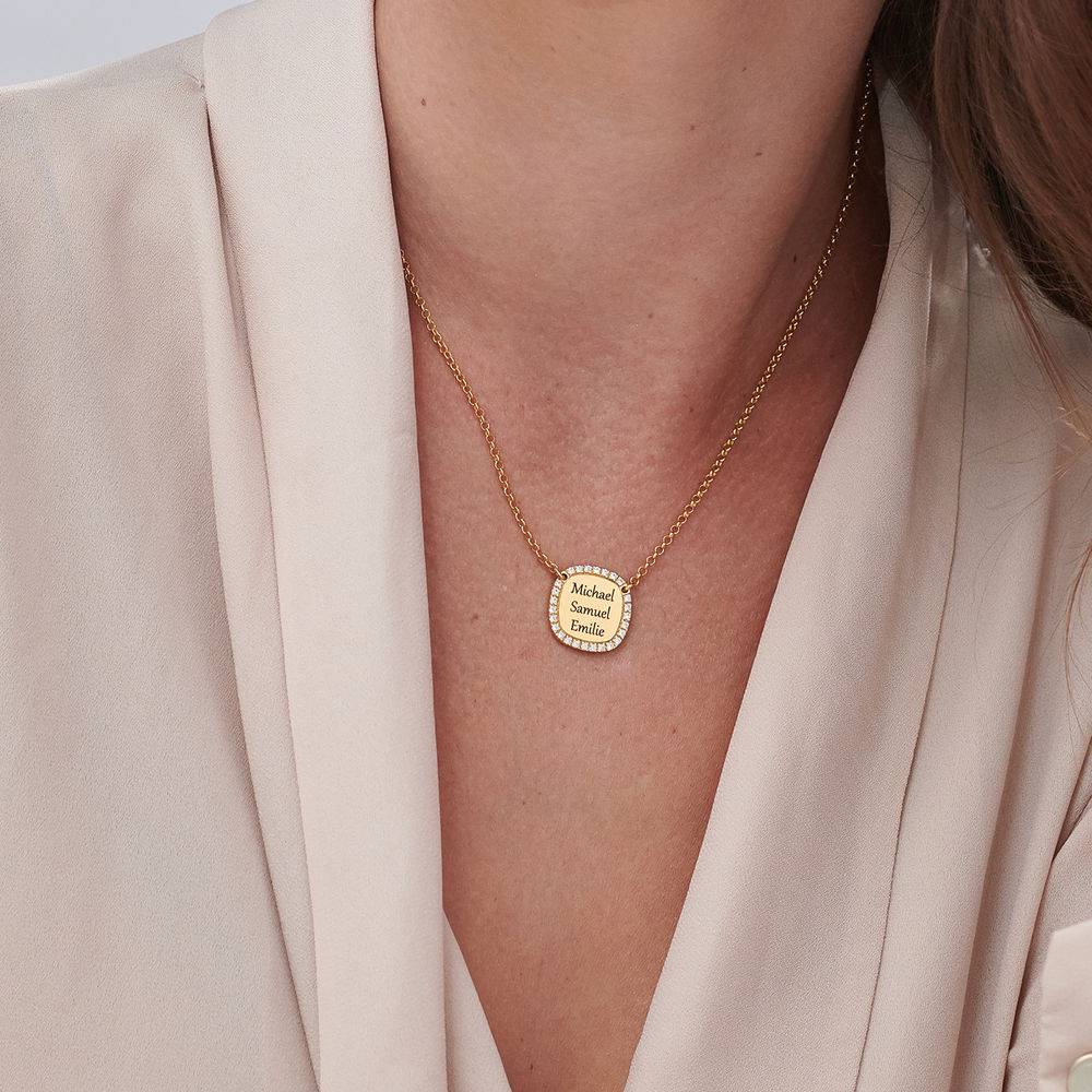 Personalized Square Cubic Zirconia Necklace in Gold Plating-1 product photo