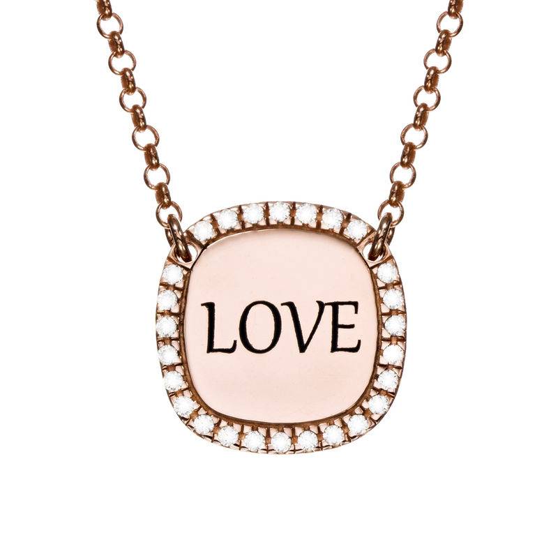 Personalized Square Cubic Zirconia Necklace in Rose Gold Plating-1 product photo