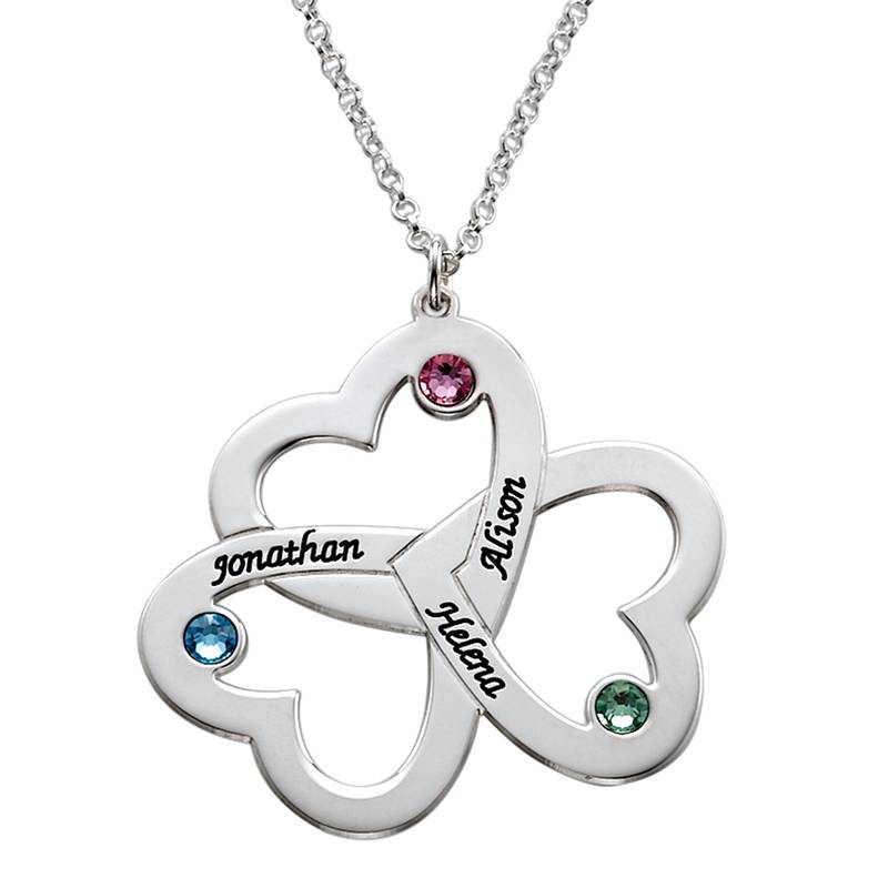 Personalized Triple Heart Necklace - Sterling Silver-2 product photo