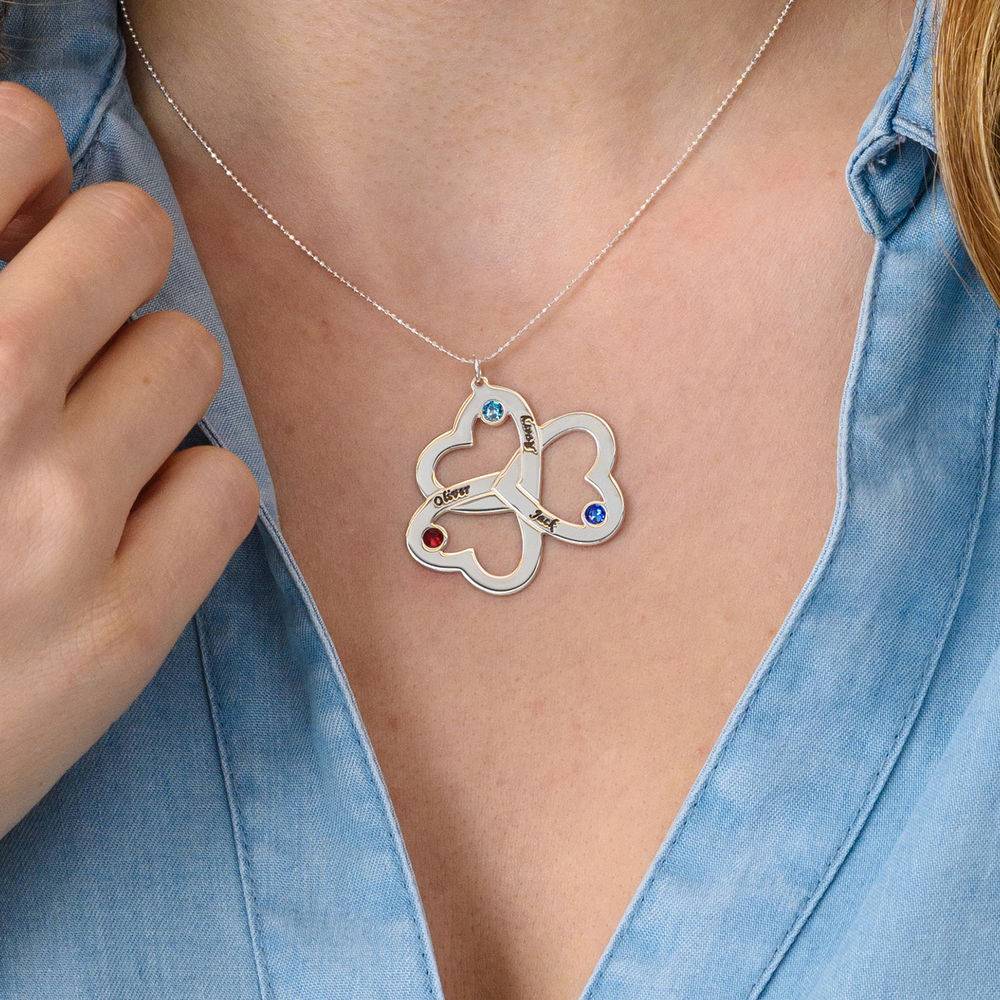Personalized Triple Heart Necklace in 10K White Gold product photo