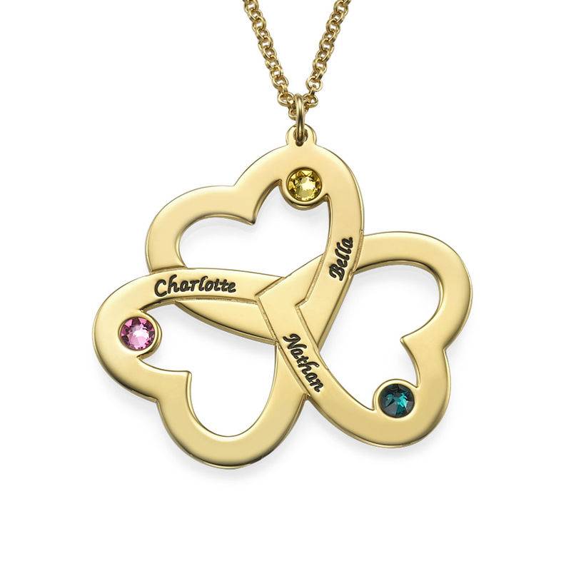Personalized Triple Heart Necklace in Gold Plating-3 product photo