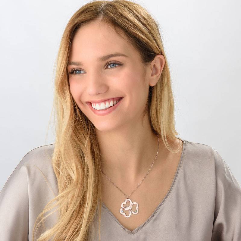 Personalized Triple Heart Necklace with Rose Gold Plating-2 product photo