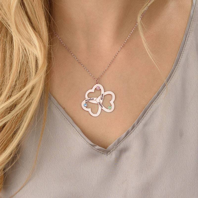 Personalized Triple Heart Necklace with Rose Gold Plating-4 product photo