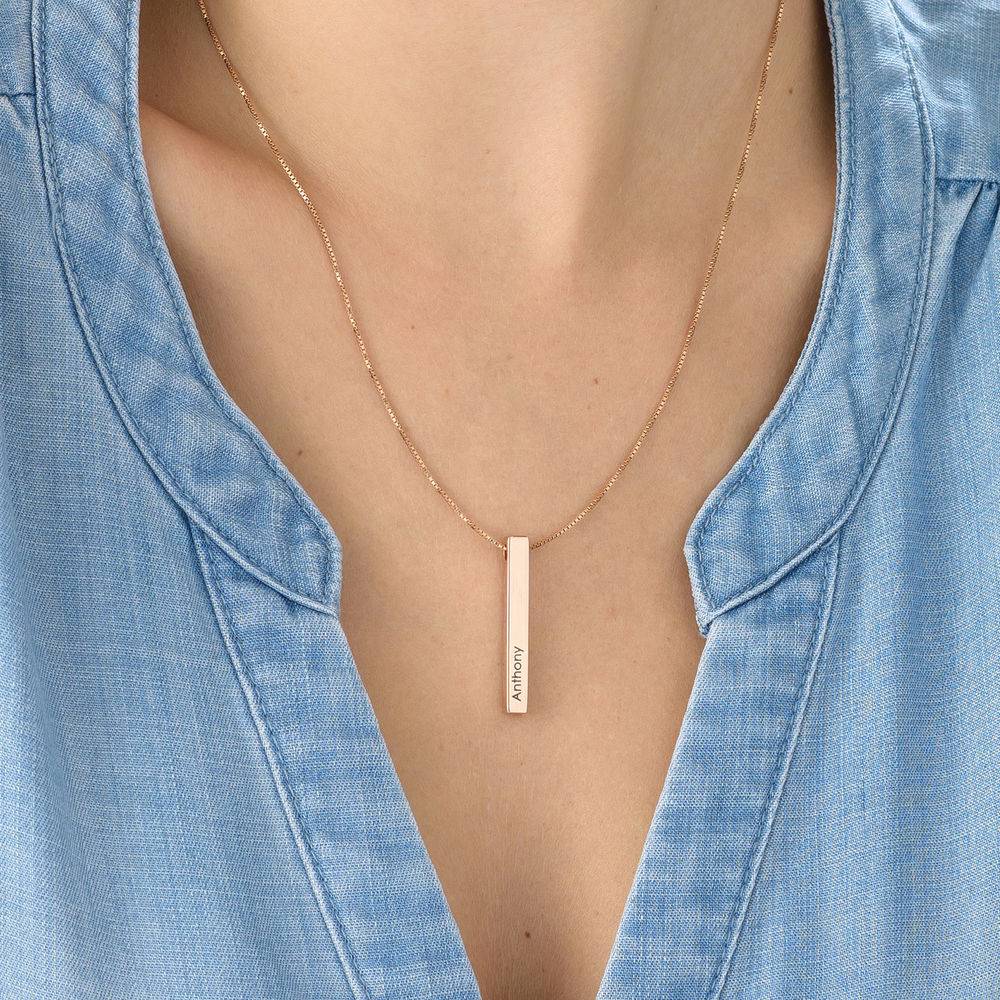 Totem 3D Bar Necklace in 18k Rose Vermeil-5 product photo