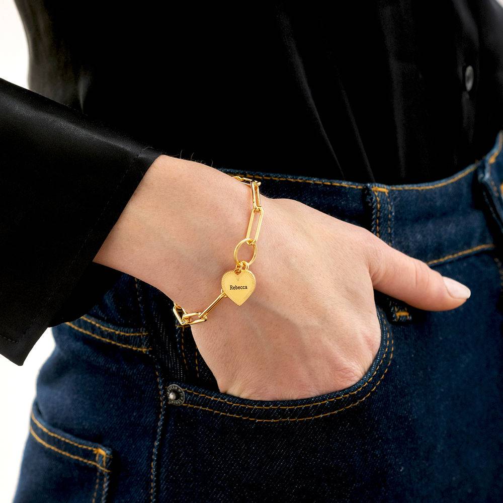 Please Be My Bridesmaid - Link Bracelet With Engraved Heart Pendant in 18K Gold Plating-3 product photo