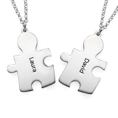 Personalized  Sterling Silver Couples Puzzle Necklace-1 product photo