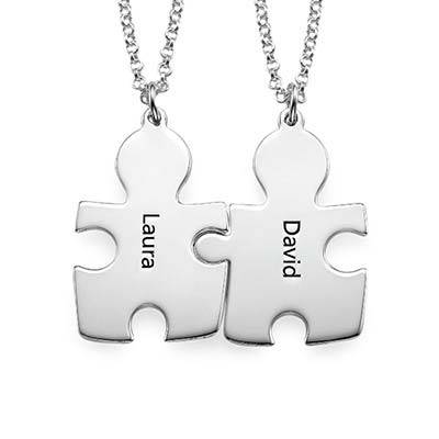 Personalized  Sterling Silver Couples Puzzle Necklace-2 product photo