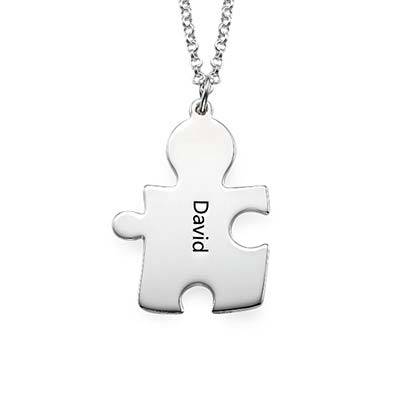 Personalized  Sterling Silver Couples Puzzle Necklace-3 product photo