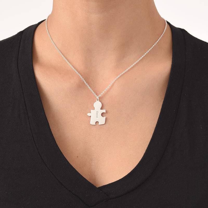 Personalized  Sterling Silver Couples Puzzle Necklace-4 product photo