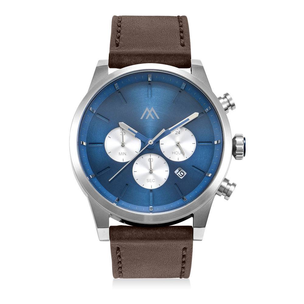Quest Chronograph Leather Strap Watch for Men with Blue Dial-3 product photo