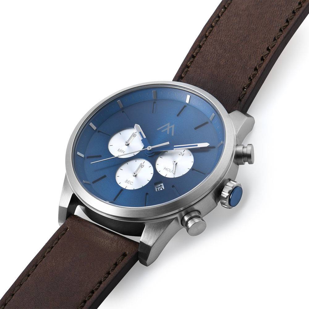 Quest Chronograph Leather Strap Watch for Men with Blue Dial-8 product photo