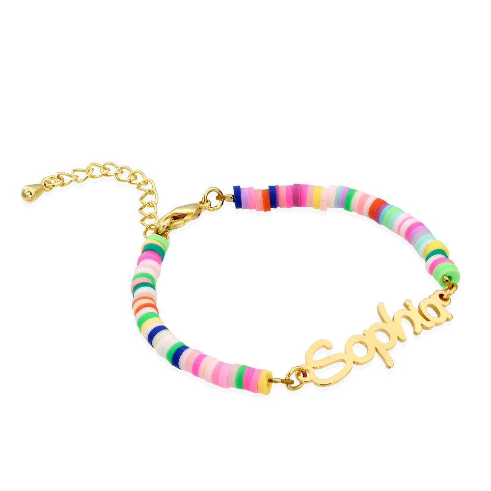 Rainbow Bead Girls Name Bracelet in Gold Plating-3 product photo
