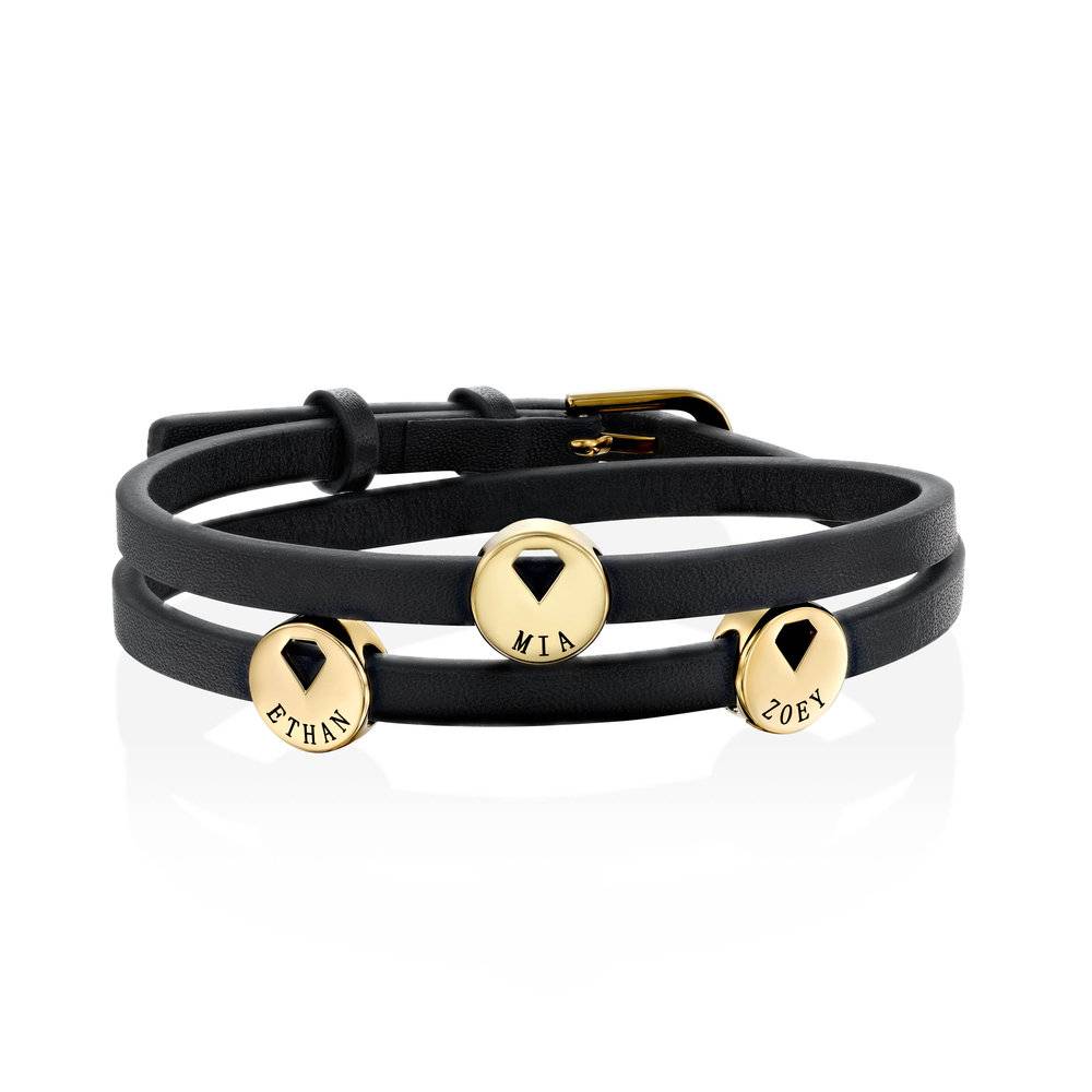 Ramona Leather Bracelet with Charms in Gold Plating-3 product photo