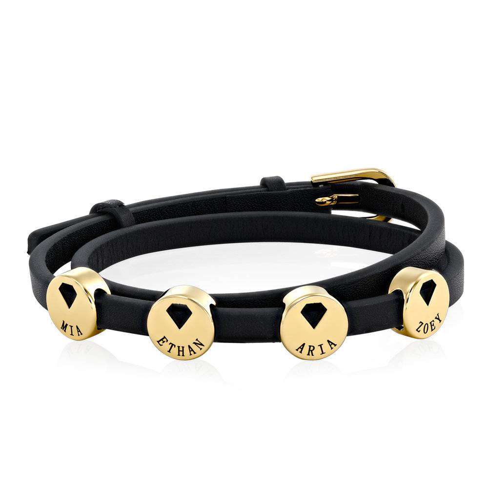 Ramona Leather Bracelet with Charms in Gold Plating-2 product photo