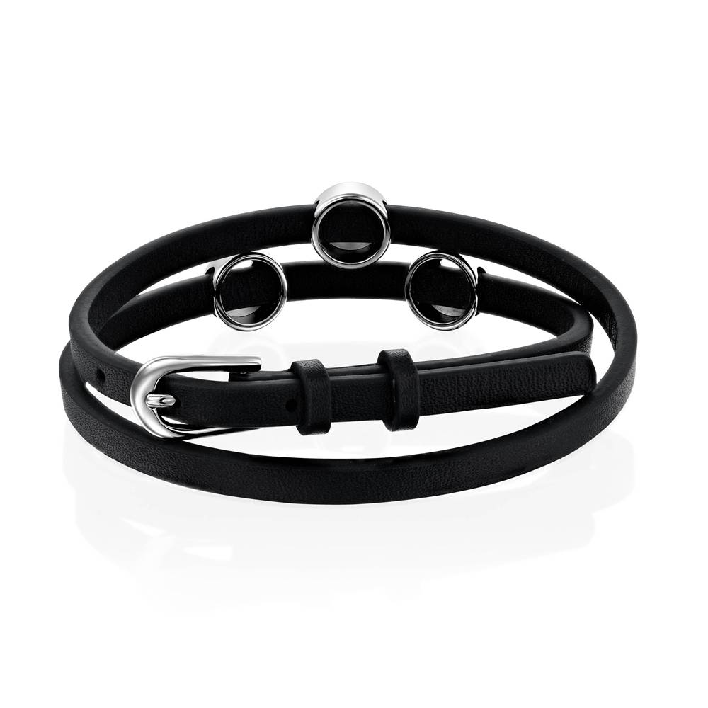 Ramona Leather Bracelet with Charms in Stainless Steel-2 product photo