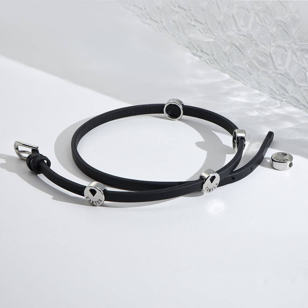 Ramona Leather Bracelet with Charms in Stainless Steel-6 product photo