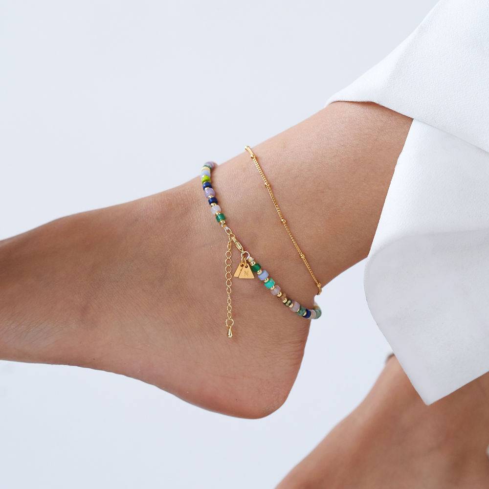 Resort Layered Beads Bracelet/Anklet with Initials in Gold Plating-2 product photo