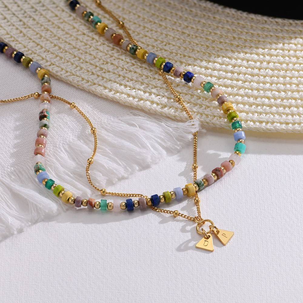 Resort Layered Beads Necklace with Initials in Gold Plating-2 product photo