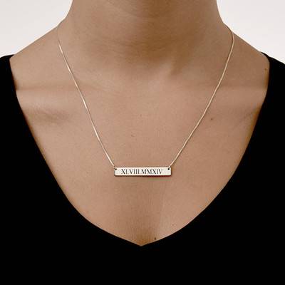 Roman Numeral Bar Necklace-2 product photo