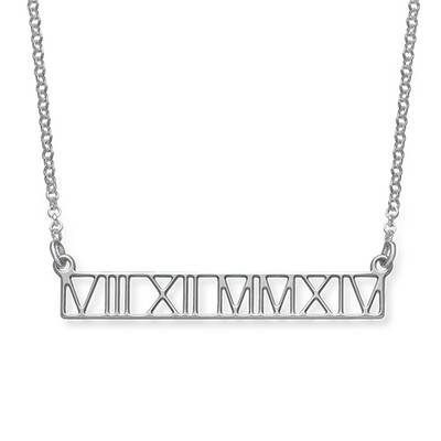 Roman Numeral Bar Necklace - Cut Out Design-1 product photo