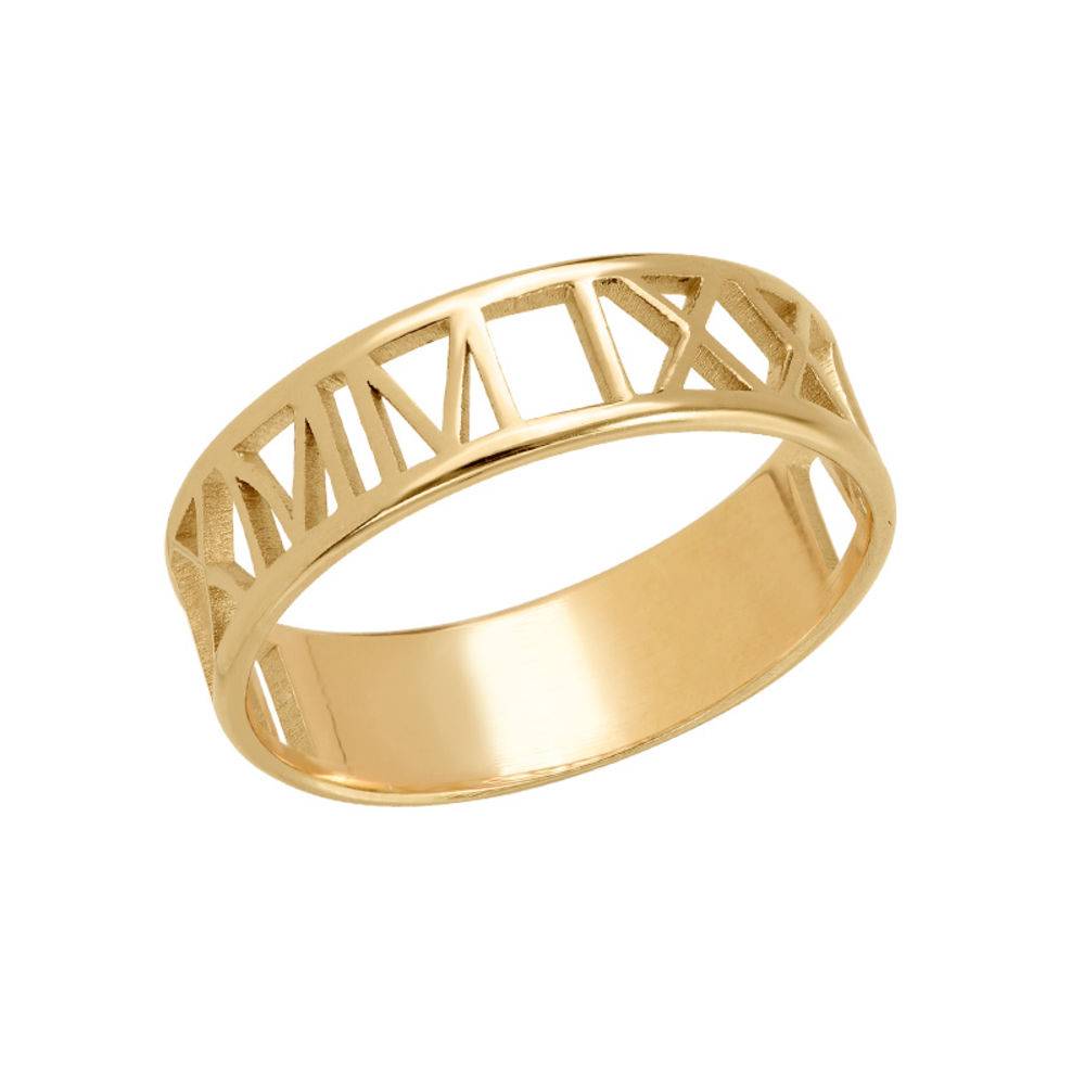 Roman Numeral Ring in Gold Plating for Men-1 product photo