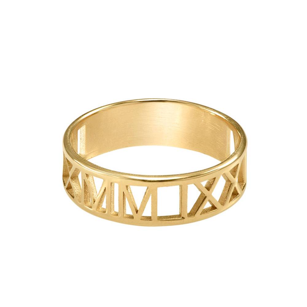 Roman Numeral Ring in Gold Plating for Men-2 product photo