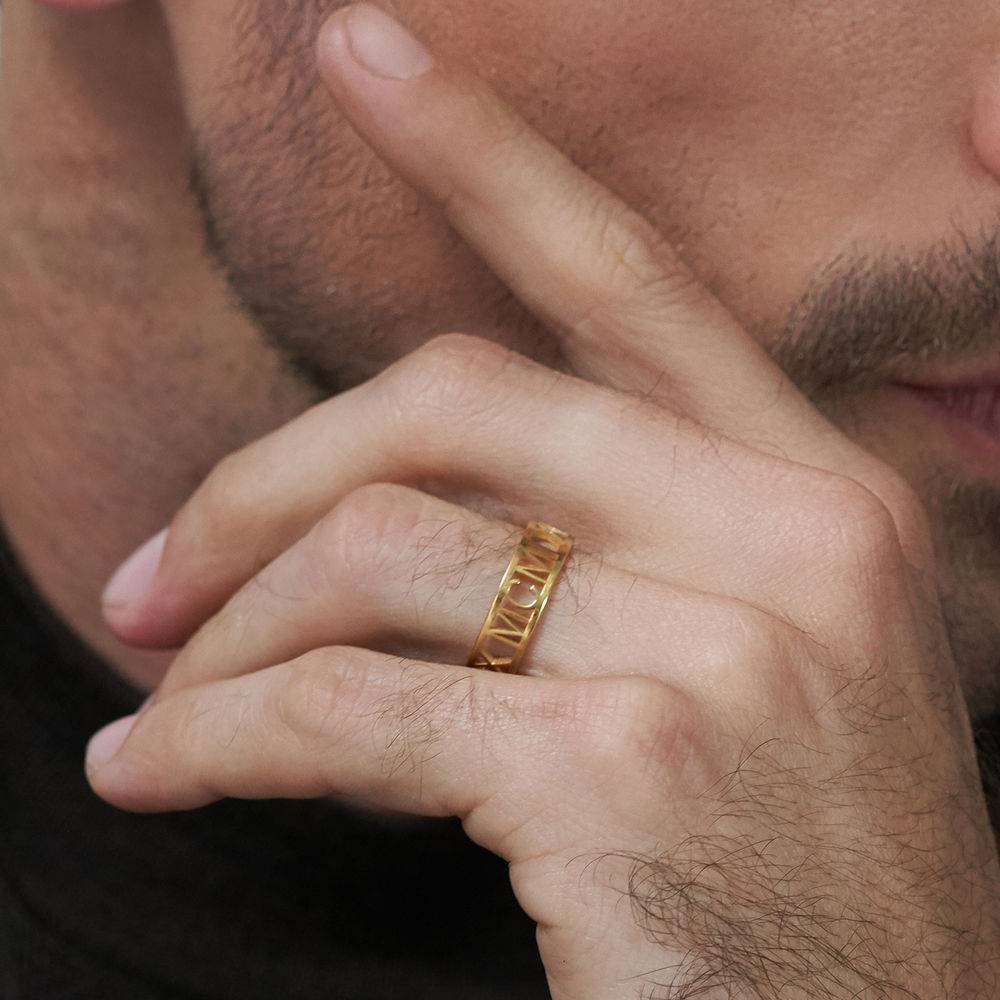 Roman Numeral Ring in Gold Plating for Men-5 product photo