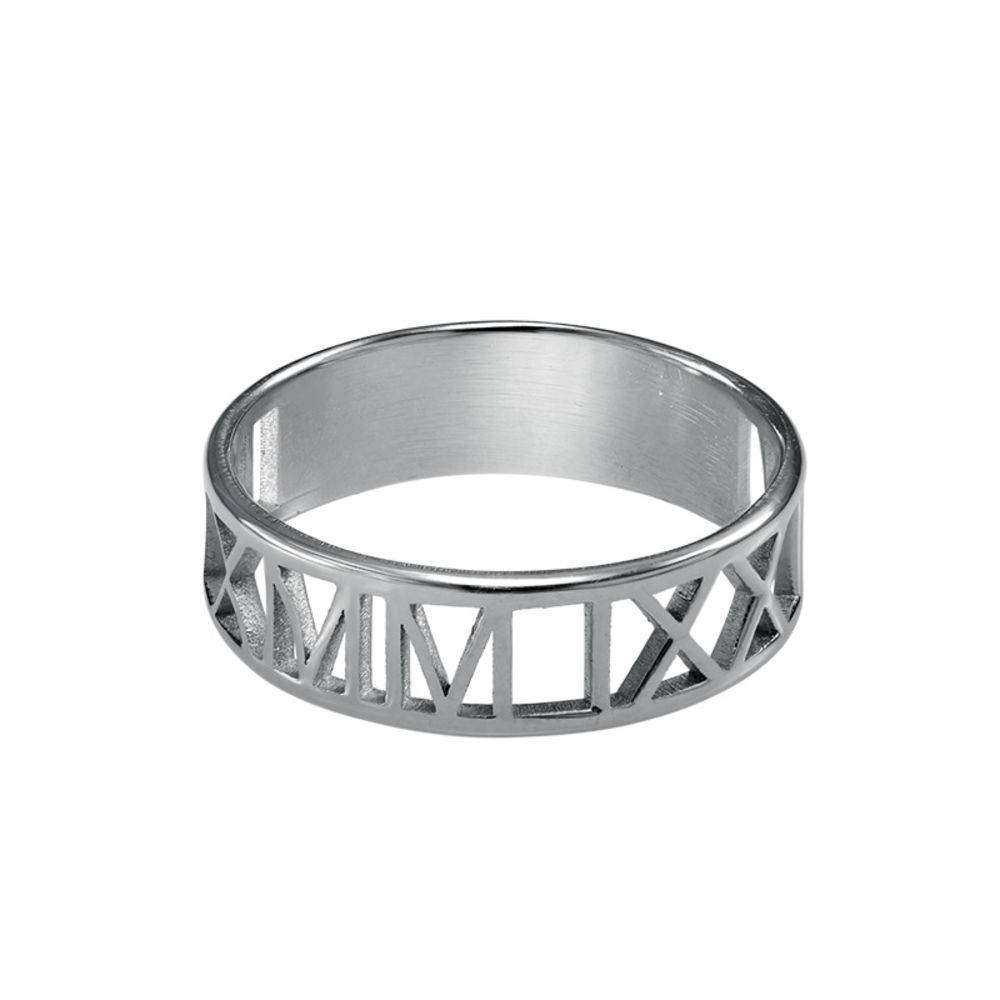 Roman Numeral Ring in Sterling Silver for Men-3 product photo