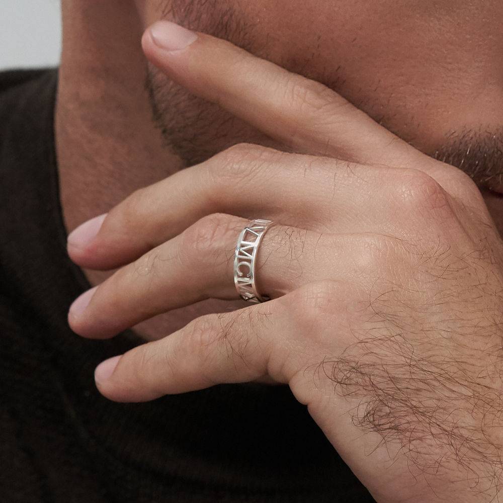 Roman Numeral Ring in Sterling Silver for Men-1 product photo