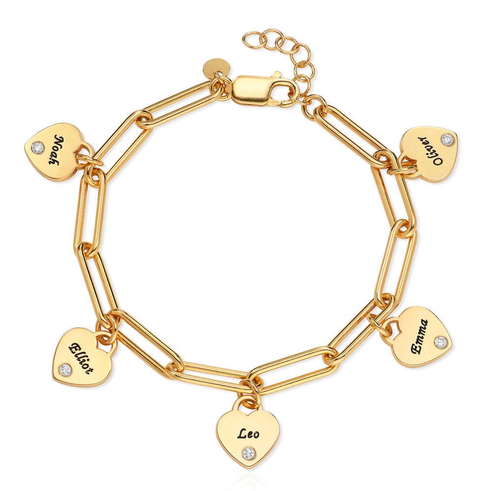 Rory Bracelet With Custom Diamond Heart Charms in 18K Gold Plating-3 product photo