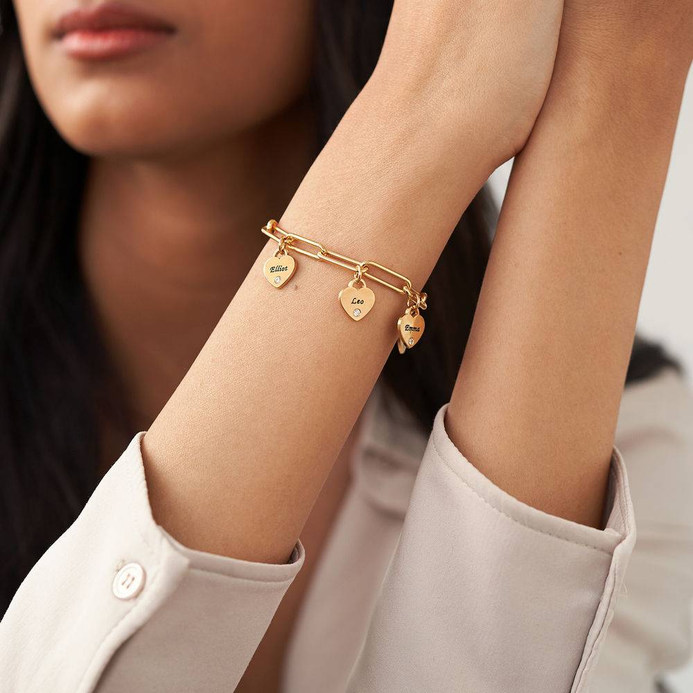 Rory Bracelet With Custom Diamond Heart Charms in 18K Gold Plating-2 product photo