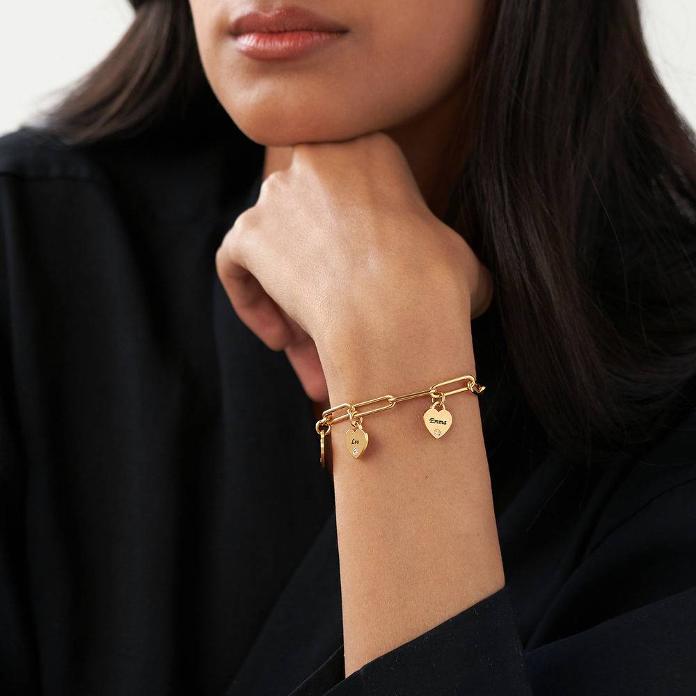 Rory Bracelet With Custom Diamond Heart Charms in 18K Gold Vermeil-1 product photo