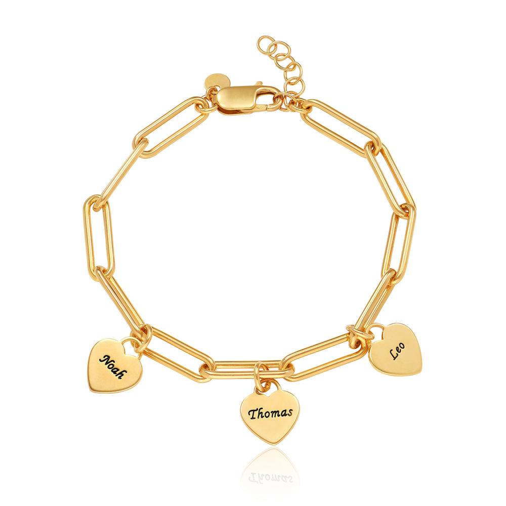 Rory Chain Link Bracelet with Custom Heart Charms in 18k Gold Plating-3 product photo